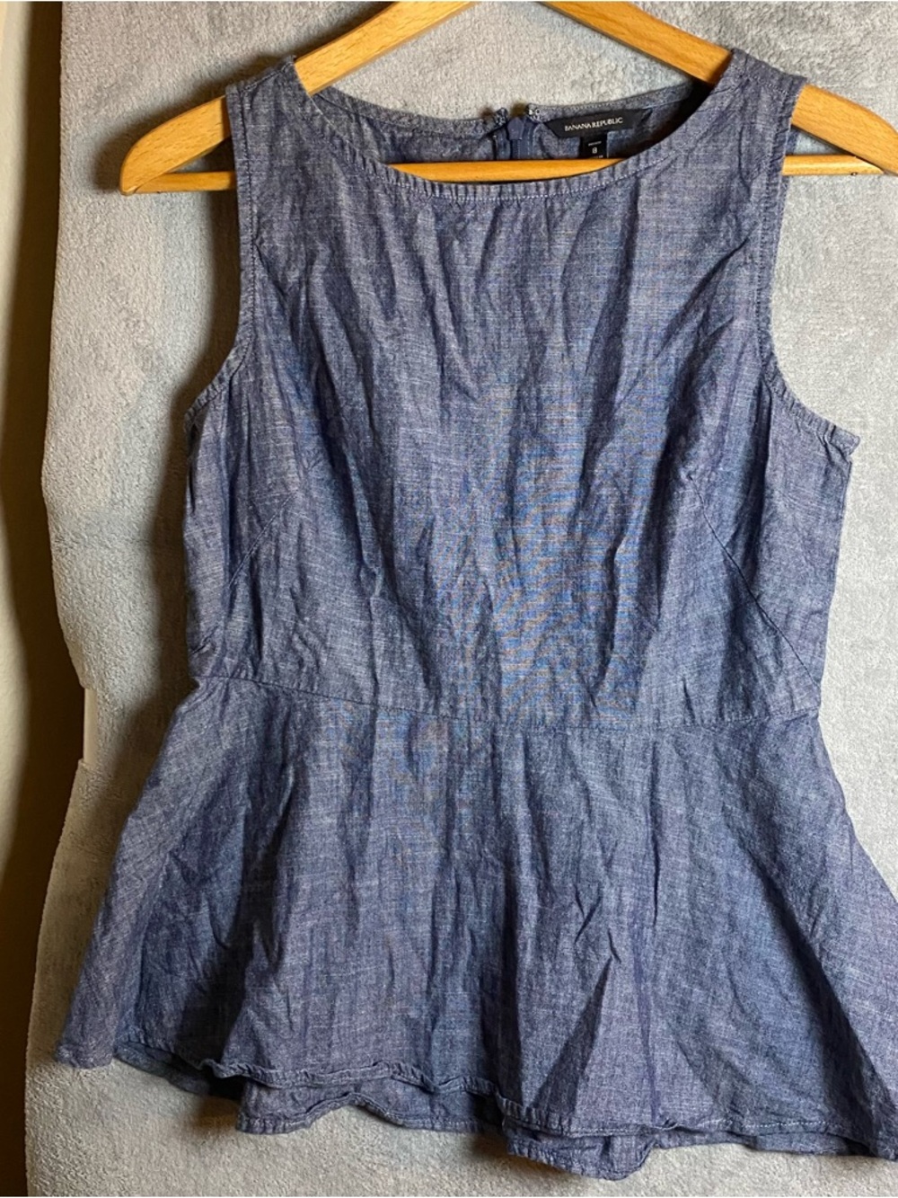 Banana Republic Denim Career Casual Peplum‎ Baby Doll Top size Petite 8